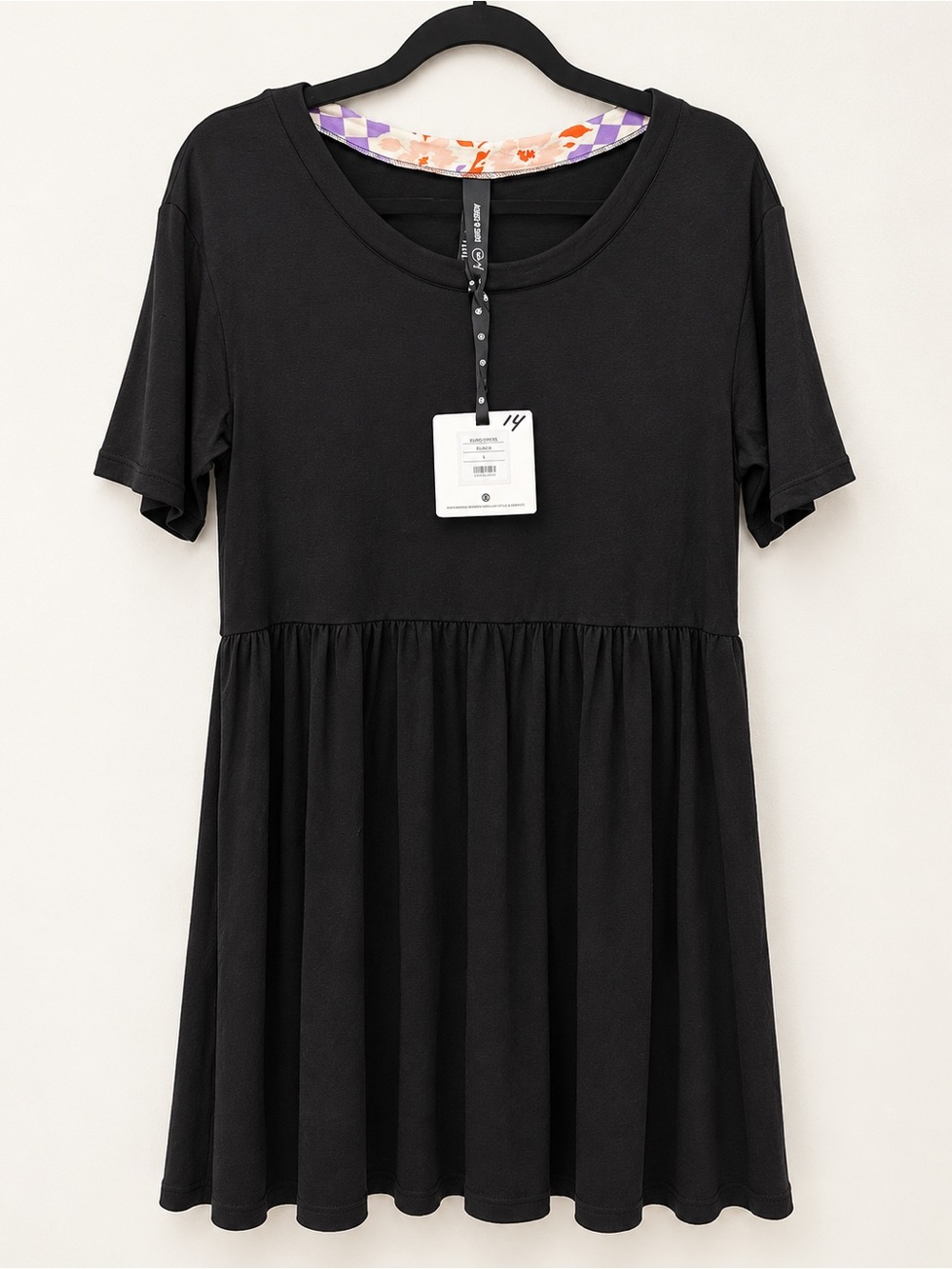 Agnes & Dora Black Short Sleeve Babydoll Dress